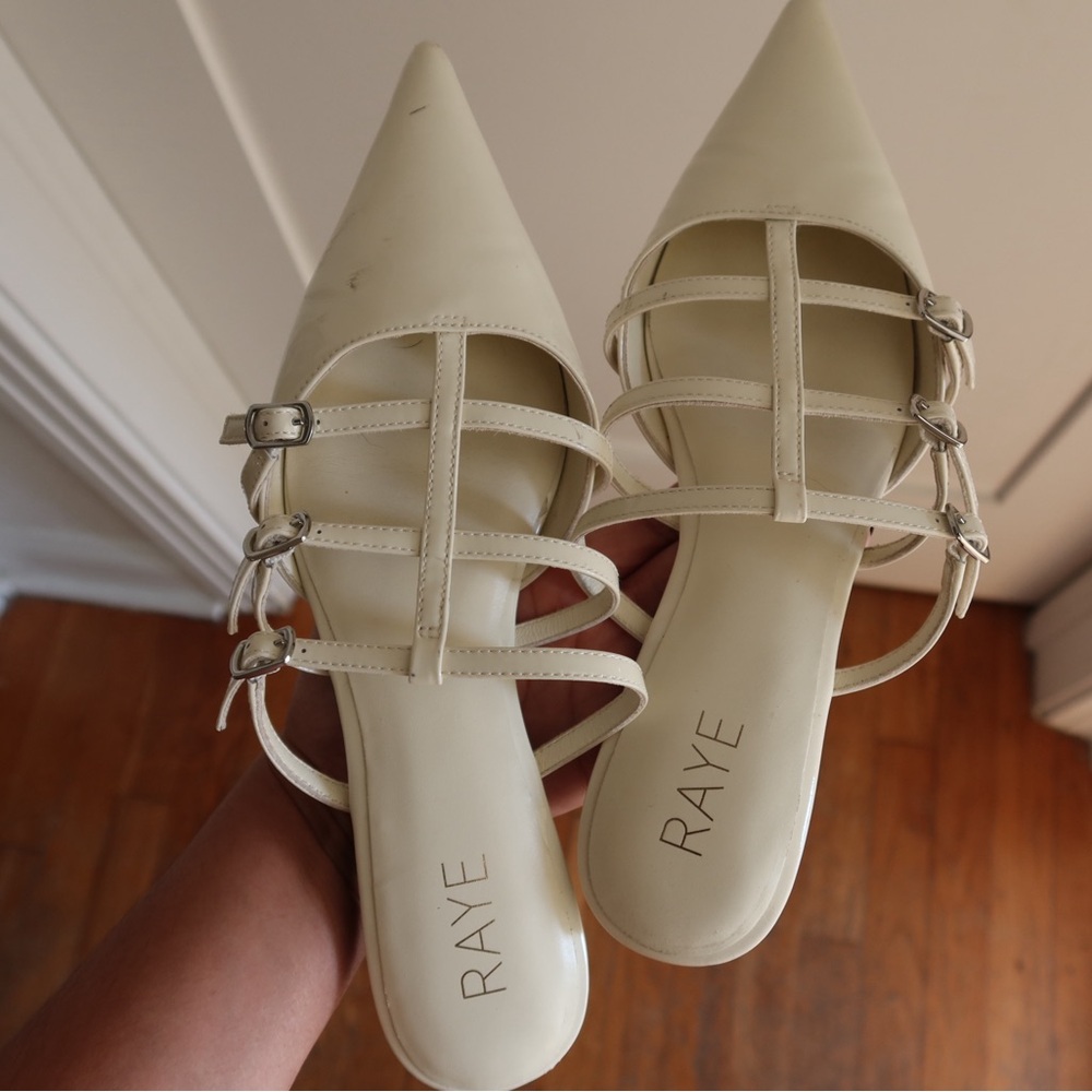 RAYE Cream Strappy Flats